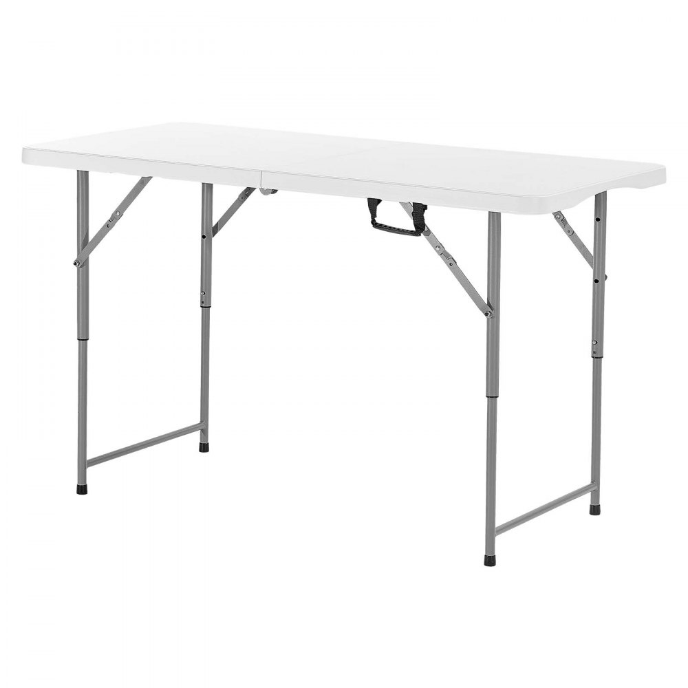 Klappbarer Buffettisch, tragbarer Allzwecktisch, 122 cm, rechteckiger Kunststofftisch mit verstellbarer Höhe und integriertem Griff, Gartentisch, Campingtisch für Partys, Picknick, Camping, weiß Klappbarer Buffettisch, tragbarer Allzwecktisch, 122 cm, rechteckiger Kunststofftisch mit verstellbarer Höhe und integriertem Griff, Gartentisch, Campingtisch für Partys, Picknick, Camping, weiß