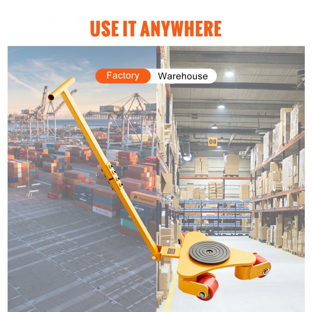 3T transport chassis with handle 425x335x116mm transport wheels made of carbon steel industrial roller with 3x 360° PU wheels roller Ф165x10mm swivel plate furniture transport aid transport roller