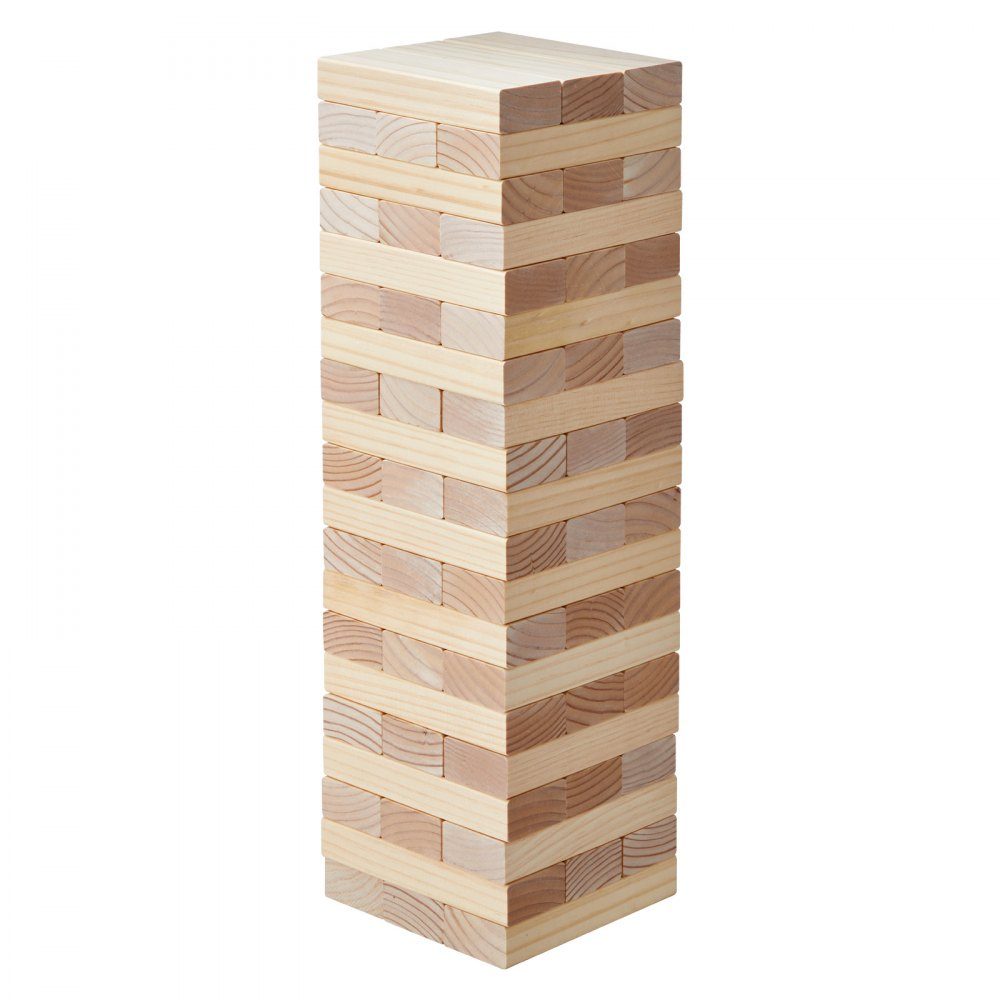 Tour culbutante avec 60 blocs, tableau de bord et sac de transport, tour culbutante en bois de pin, hauteur de tour en bois jusqu'à 60 cm, jeu d'empilage en bois, jeux familiaux de tour culbutante pour fête intérieure/extérieure