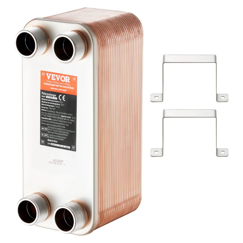 Échangeur de chaleur à plaques 50 Raccords MNPT 4x1-1/4 pouces en acier inoxydable 316L