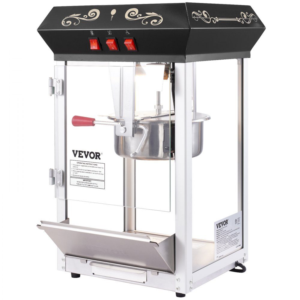 Popcorn Maker Popcorn Maker Popcorn Maker, 850W Popcorn Maker, 8oz Kettle for 48 Cups per Load, Tabletop Popcorn Maker with Tempered Glass, Includes 4 Scoops
