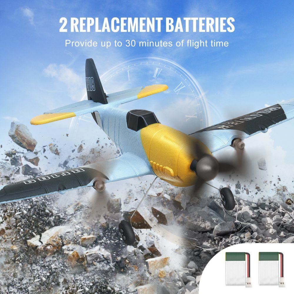 RC-Flugzeug, 2,4 GHz 3-Kanal-Fernsteuerungsflugzeug mit 6-Achsen-Gyro-Stabilisator, flugfertiges Kampfflugzeugspielzeug mit 2 Batterien, einfach zu fliegendes RC-Segelflugzeug für Erwachsene, Kinder, Anfänger und Jungen