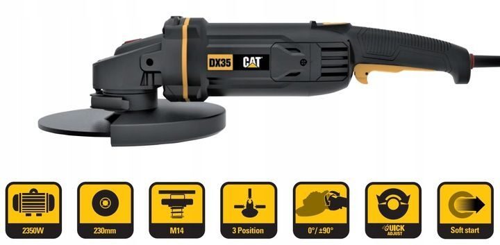 Winkelschleifer CAT DX35 230 mm 2350 W rotierend, sanfte Bewegung, „Soft Start“