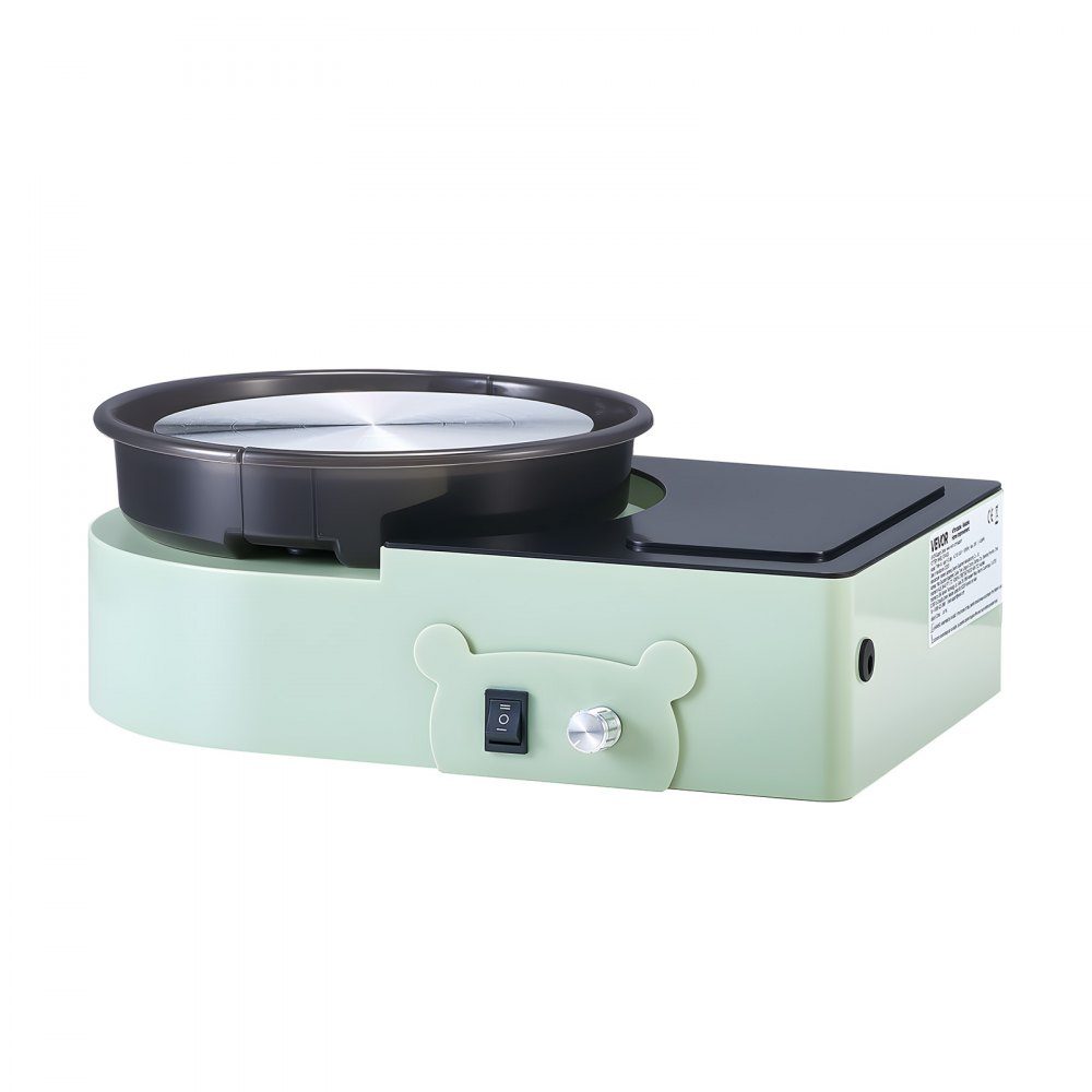 Mini Pottery Wheel Machine, 158mm Turntable with Adjustable Rotation Speed, Electric Clay Wheel with Clay Molding Tools, Suitable for DIY Pottery Classes, Green