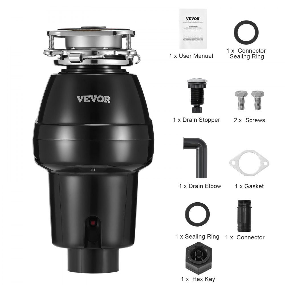 Keukenafvalverwijderaar, Keukenafvalverwijderaar, 1/2 HP Voedselafvalvernietigersysteem, 3 Schroefmontage, 3820 RPM, Huishoudelijke Afvalverwijderaar, Afvalverwijdering, Voedselverspilling