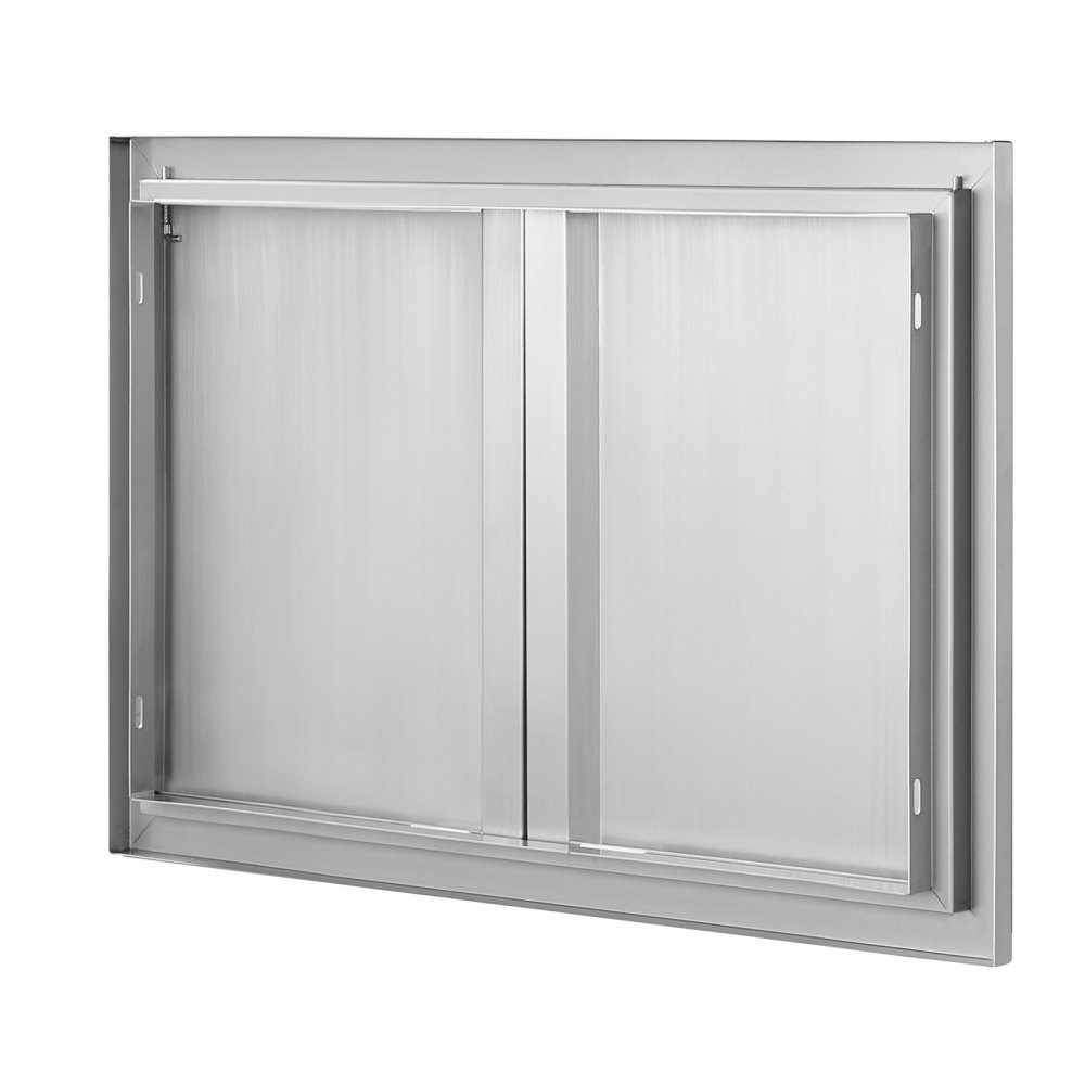 Porte d'accès au gril 710x482mm Double porte de cuisine extérieure encastrée en acier inoxydable, porte murale verticale avec poignées rétractables pour Grill Island Grill Station armoire extérieure