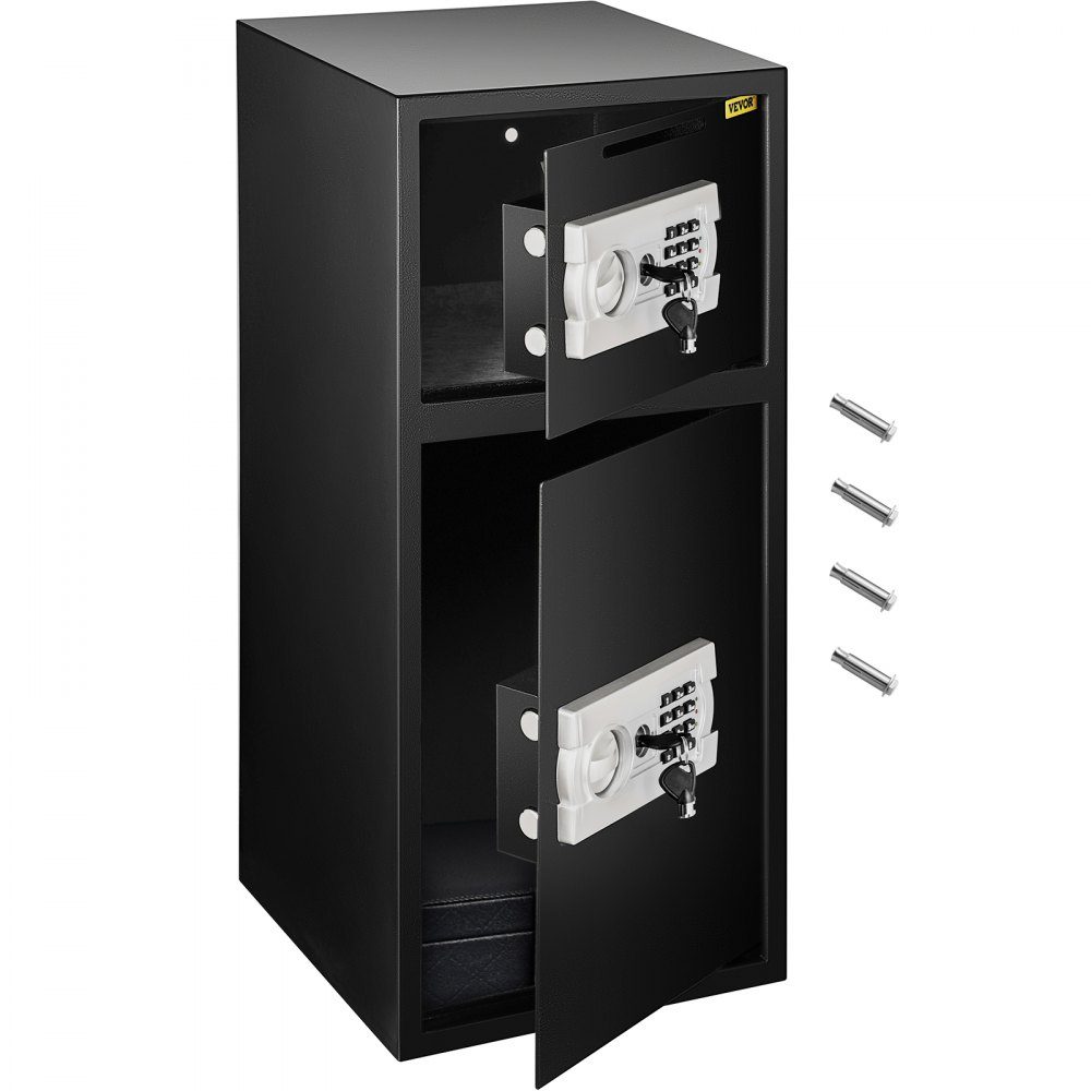 Coffre-fort avec clé, serrure électronique, coffre-fort 4 mm, avec serrure à combinaison, 74 L, coffre-fort en fer solide, coffre-fort pour meubles, serrure électronique avec construction en acier robuste
