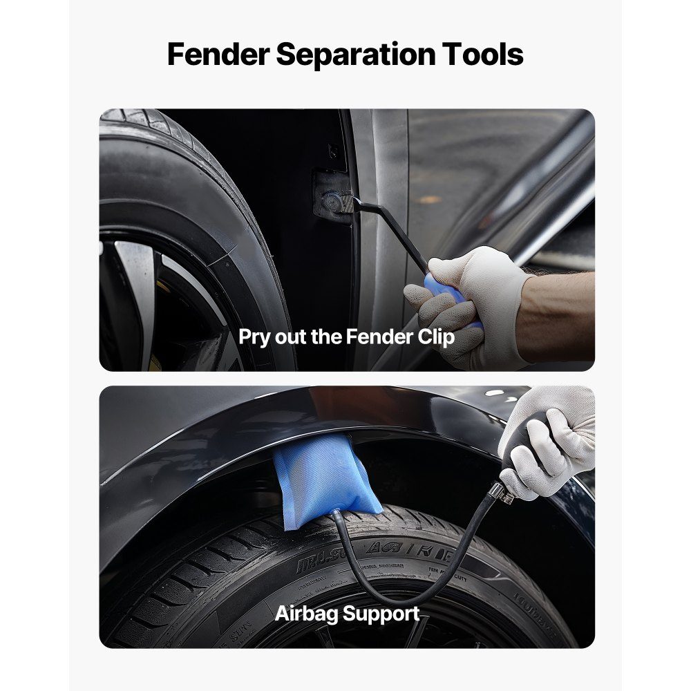 Dellenzieher zum Entfernen von Dellen bei der Reparatur von Auto-Kotflügelschäden mit gebogener Stange, Brechstange, Gummihammer, Airbag, abnehmbare Reparaturstifte, Werkzeugset mit Ersatzköpfen