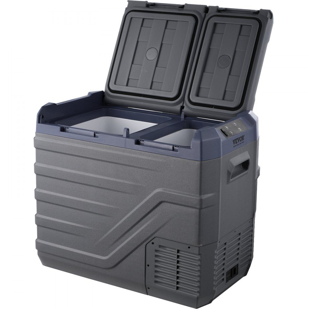 Autokühlschrank, 12-V-Autokühlschrank, tragbarer 40-L-Zweizonen-Gefrierschrank, einstellbarer Bereich von -20 °C bis 20 °C, 12/24 V Gleichstrom und 100–240 V Wechselstrom, Kompressorkühler für Camping-Wohnmobile im Freien