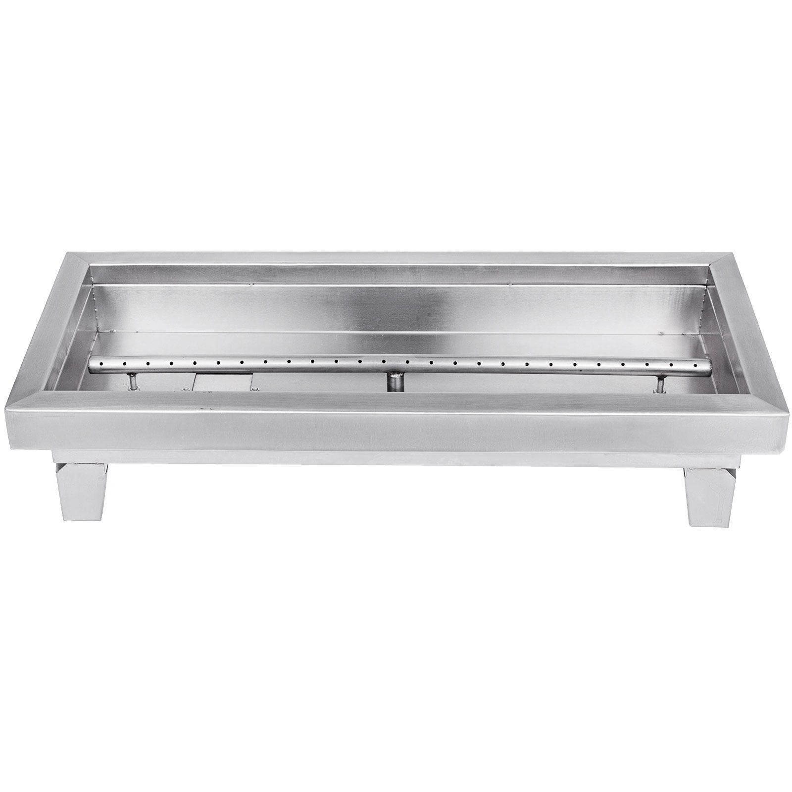 BBQ-Brennschale, 60 x 25 x 5 cm, Grill-Brennschale, Feuerschale, Feuerstelle aus Edelstahlkonstruktion, 9,07 kg Füllglas, multifunktionale Feuerstelle, Metall-Brennschale, feuerfestes Glas