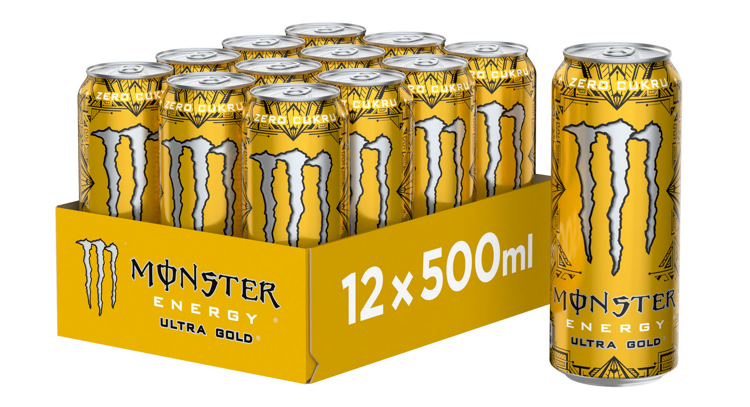 Monster Ultra Gold Energy Drink 500ml (Pack of 12)