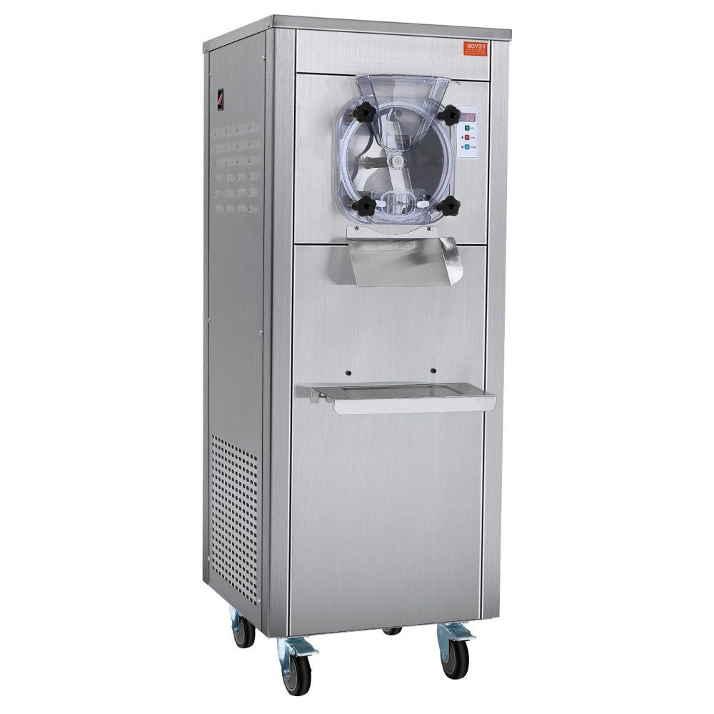 Komercyjna maszyna do lodów, wydajność 18 l/h, maszyna do lodów twardych o jednym smaku z kółkami, cylinder ze stali nierdzewnej 6 l, panel LED, automatyczne chłodzenie wstępne z czyszczeniem, do barów z przekąskami w restauracjach