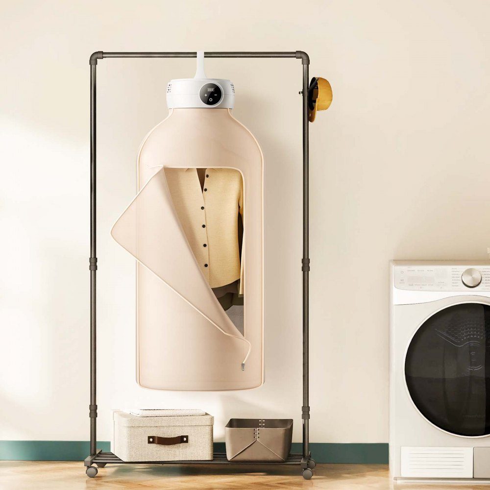 600W Portable Tumble Dryer, Rotary Clothes Line with Dryer Bag, PTC Heater and LED Display, Foldable Mini Dryer with 5 Hour Timer for Apartments, Dorms, RVs or Hotels