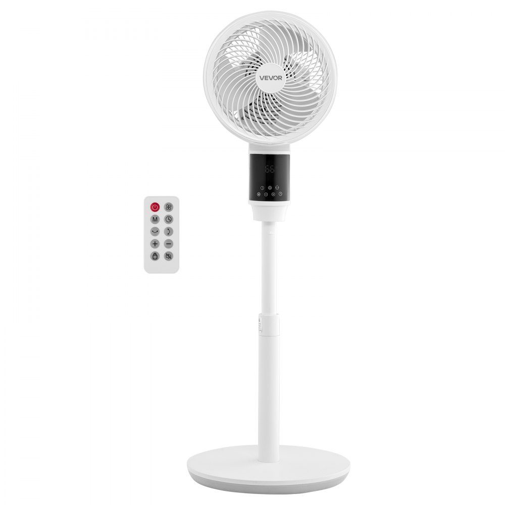 Standventilator, 80° oszillierender Ventilator, Windmaschine mit leisem Gleichstrommotor, Fernbedienung, 9 Geschwindigkeitsstufen & 4 intelligente Modi, Timer, höhenverstellbar, für Zuhause