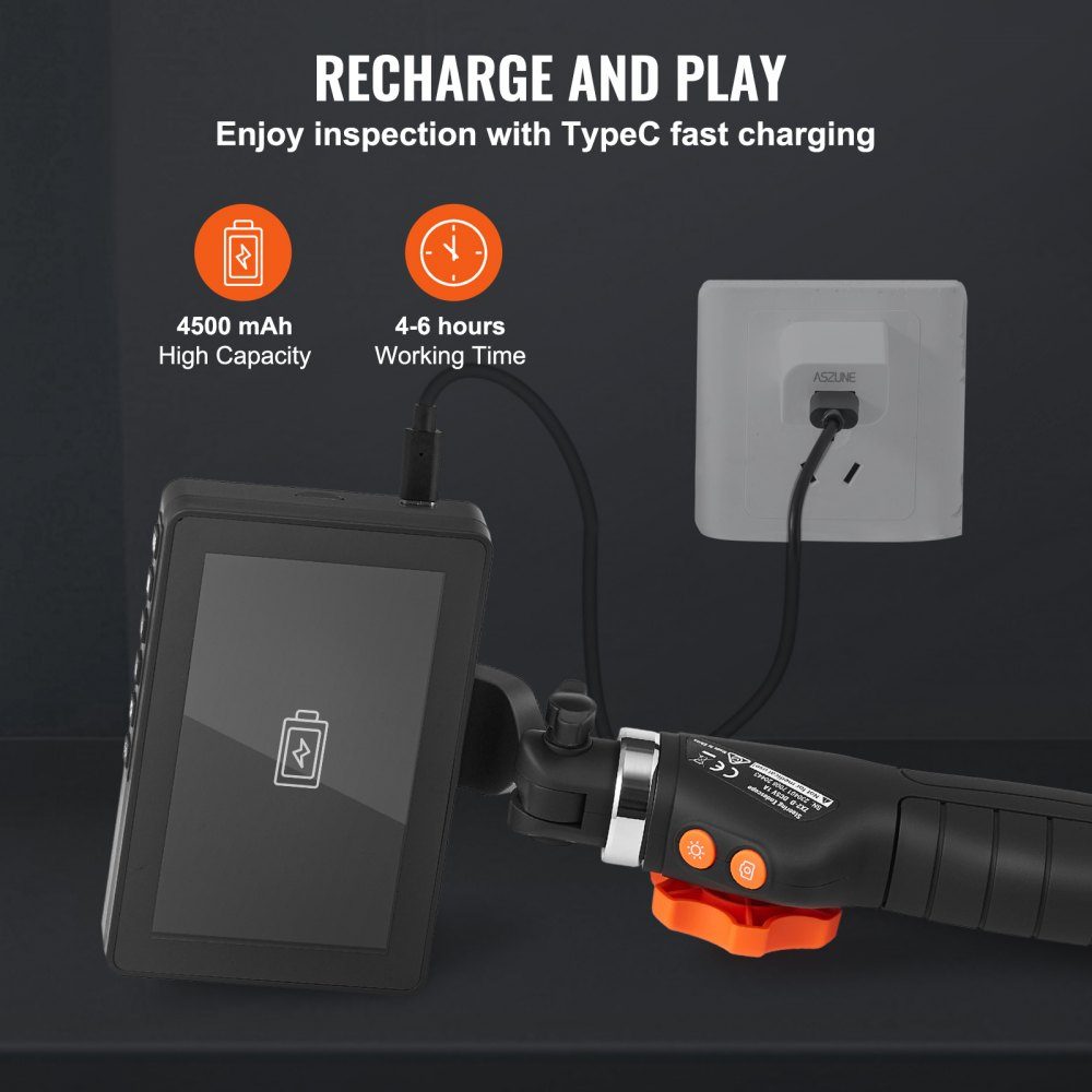 Articulating Endoscope Camera with Light, Two-Way Articulating Endoscope Inspection Camera with 6.4mm Small Lens, 5" IPS 1080P HD Screen, 8X Zoom, 8 LED Light Camera for Car, Plumbing (4.9ft)