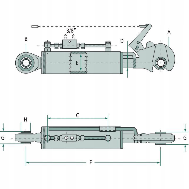 Hydraulic Top Link Central Link Central Connector Hook Joint Central Connector Hydraulic Top Link Category 2-2 Set
