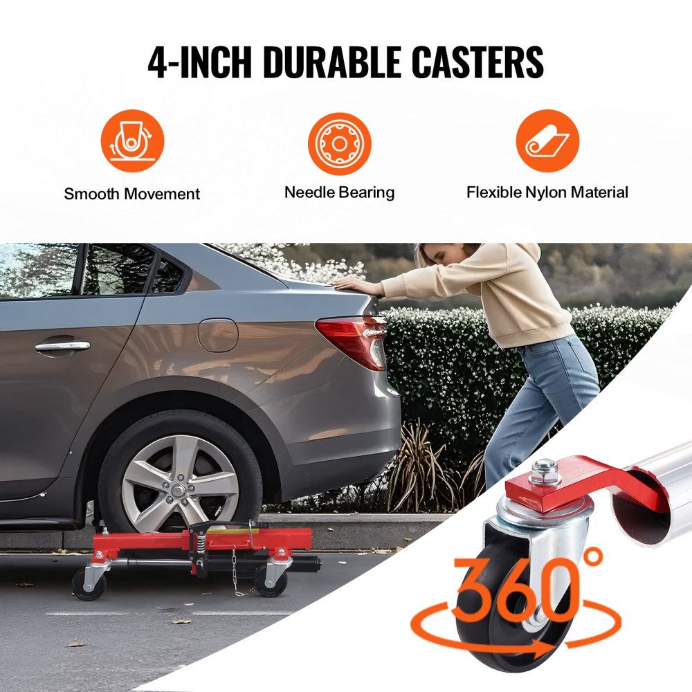 Wheel Car Tire Jack, Max Load Capacity: 680kg, Car Jack with 360° Rotating Wheels, Heavy Duty Hydraulic Car Jack for Vehicle Positioning for Car Repair
