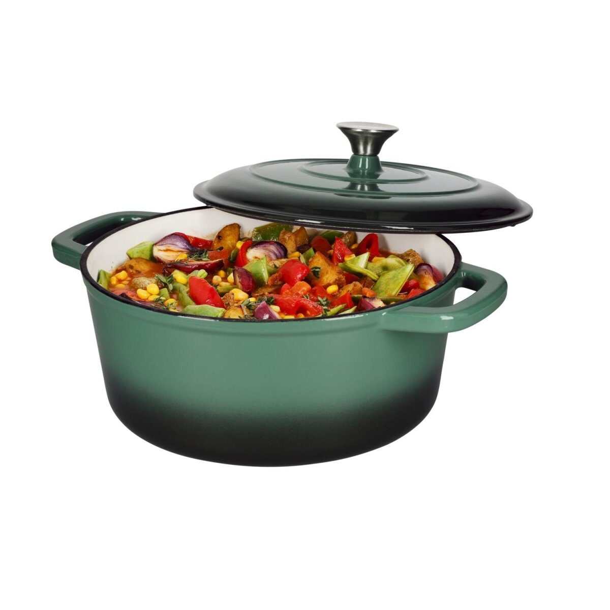 SILVERCREST® premium cast iron pot, with drop system 28 cm / 5.6 liters (green)