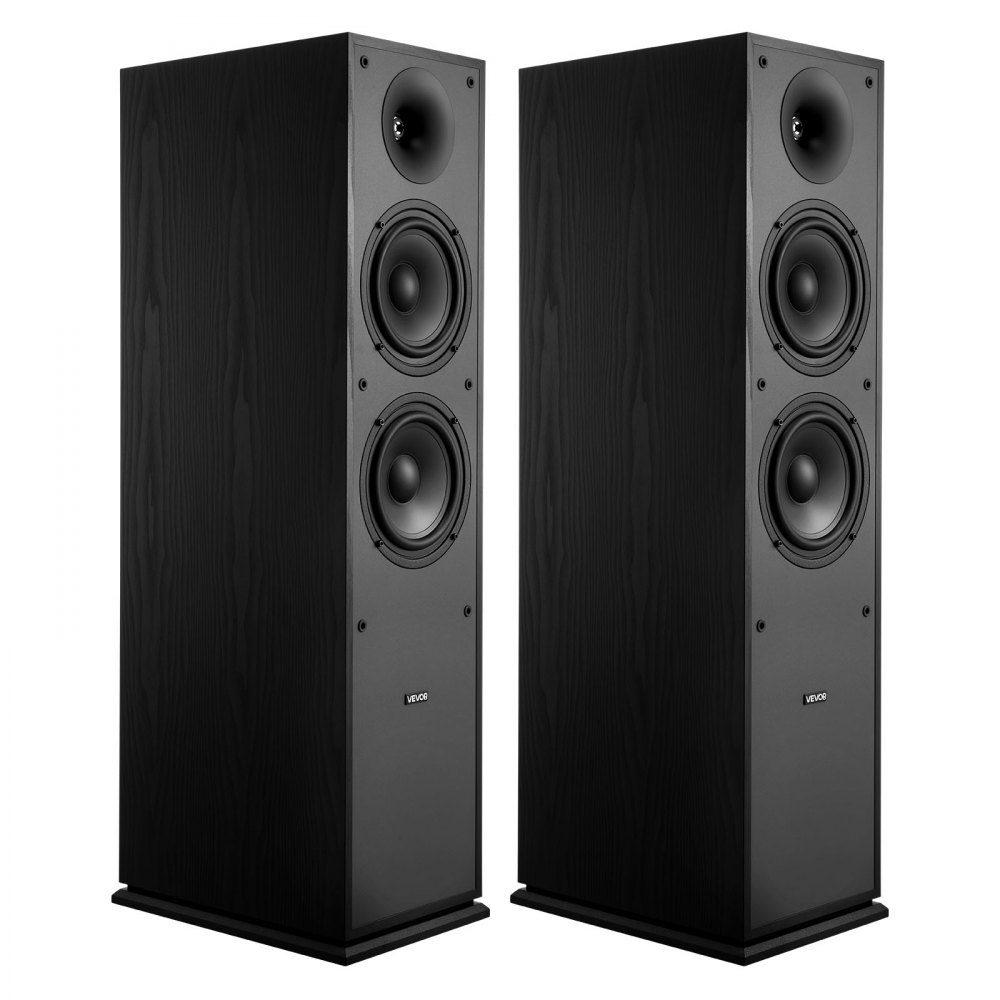 Passive floorstanding speaker pair, 2-way, with 1" tweeter, two 6.5" woofers, 400W peak power, 65Hz-20kHz frequency response, robust MDF housing, for home audio, pair