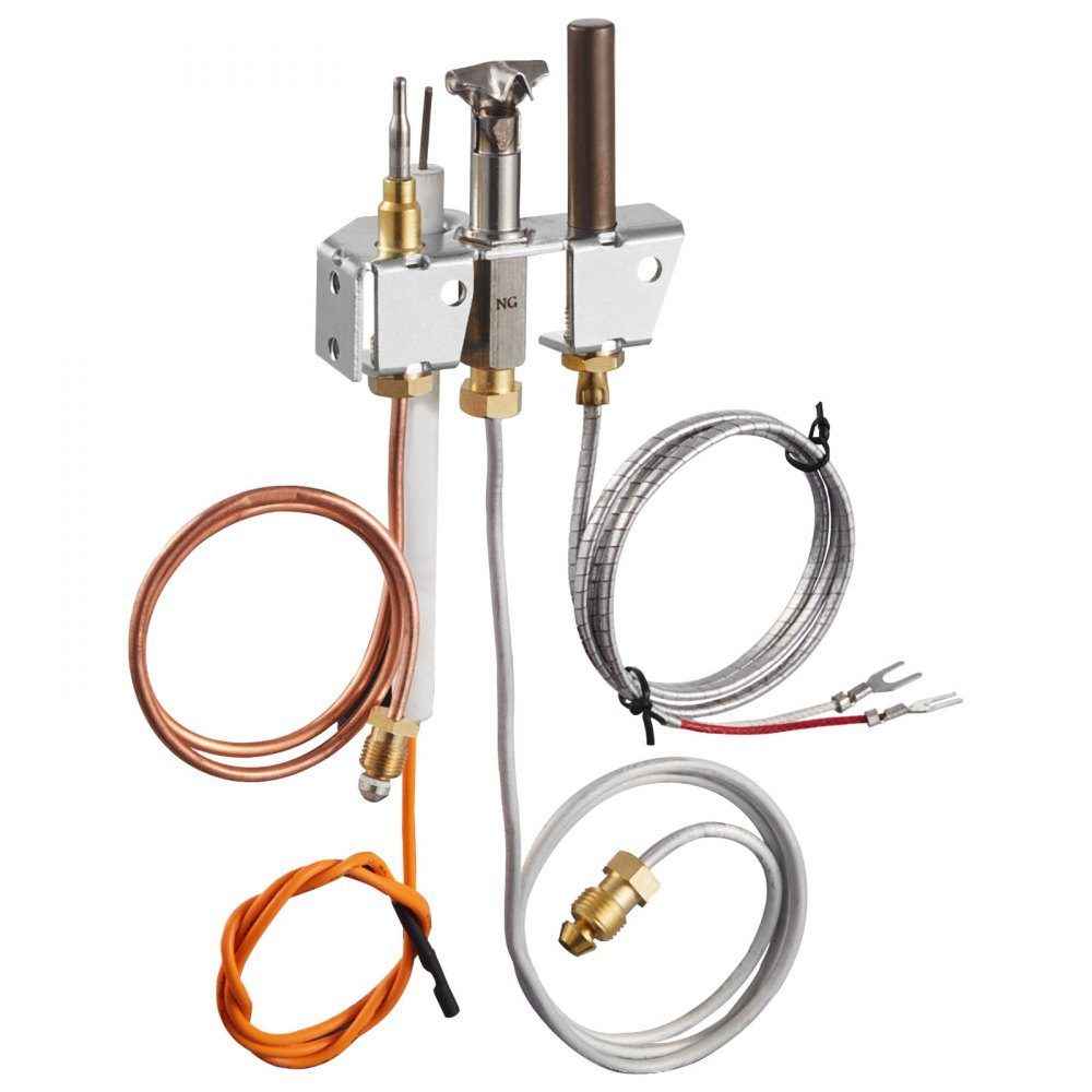 Natural Gas Pilot Burner Assembly, OE 4021-732, 25660 Fireplace Gas Pilot Flame Replacement for Natural Gas Ignition with Ignition Tube, Thermocouple, Thermopile, Wires, Compatible with Heater Models