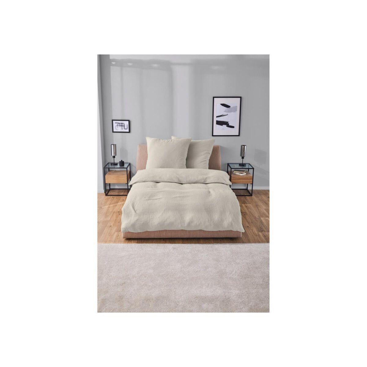 LIVARNO Home Pościel muślinowa 200 x 220 cm (beżowa)