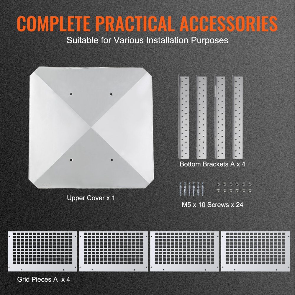 Couvercle de cheminée en acier inoxydable 304, 582x582x245mm, couvercle de cheminée, protection contre les oiseaux, hotte de cheminée, 2 méthodes d'installation, la cheminée est compatible avec différents types de cheminée