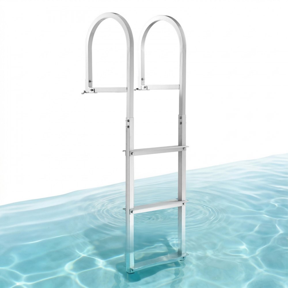 Échelle de quai 3 marches amovibles, capacité de charge de 226 kg, échelle de bateau ponton en alliage d'aluminium avec marche de 8,3 cm de large et tapis en caoutchouc antidérapant pour embarquement de bateau/lac/piscine Échelle de quai 3 marches amovibles, capacité de charge de 226 kg, échelle de bateau ponton en alliage d'aluminium avec marche de 8,3 cm de large et tapis en caoutchouc antidérapant pour embarquement de bateau/lac/piscine