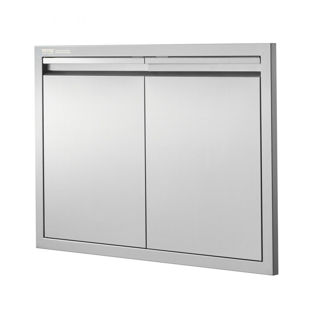Porte d'accès au gril 762x532x45mm Double porte de cuisine extérieure encastrée en acier inoxydable, porte murale verticale avec poignées rétractables pour Grill Island Grill Station armoire extérieure, etc.