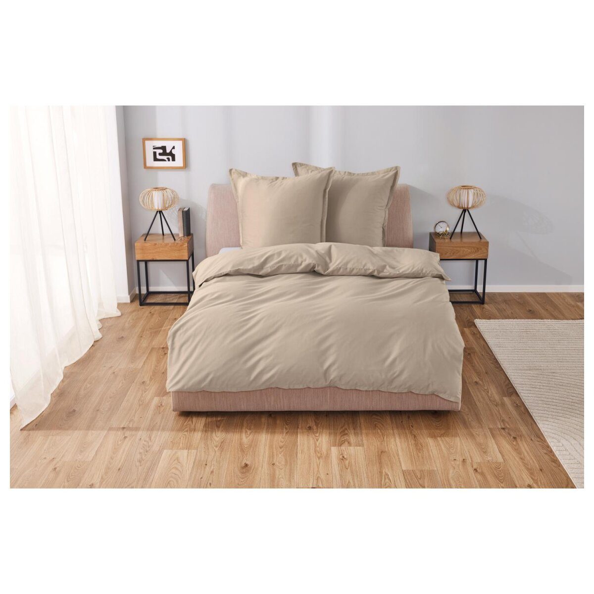 LIVARNO linge de lit maison, en satin lyocell, 240 x 220 cm, beige