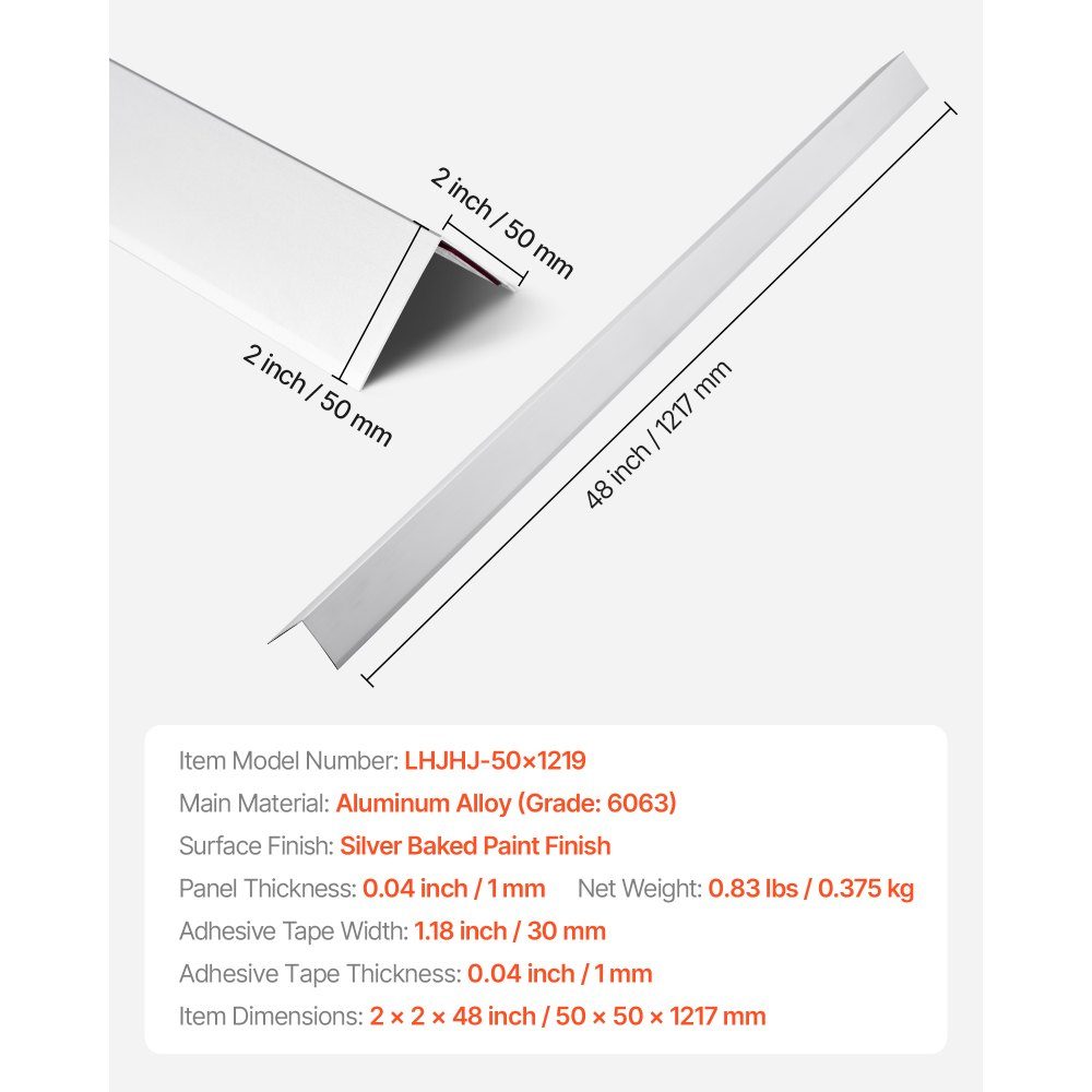 Ochraniacze krawędzi ścian ze stopu aluminium 50 x 50 x 1217 mm 12 szt. Ochraniacze narożników o kącie 90 stopni w kształcie litery L z taśmą 3M Idealne do domu, biura i przestrzeni publicznych