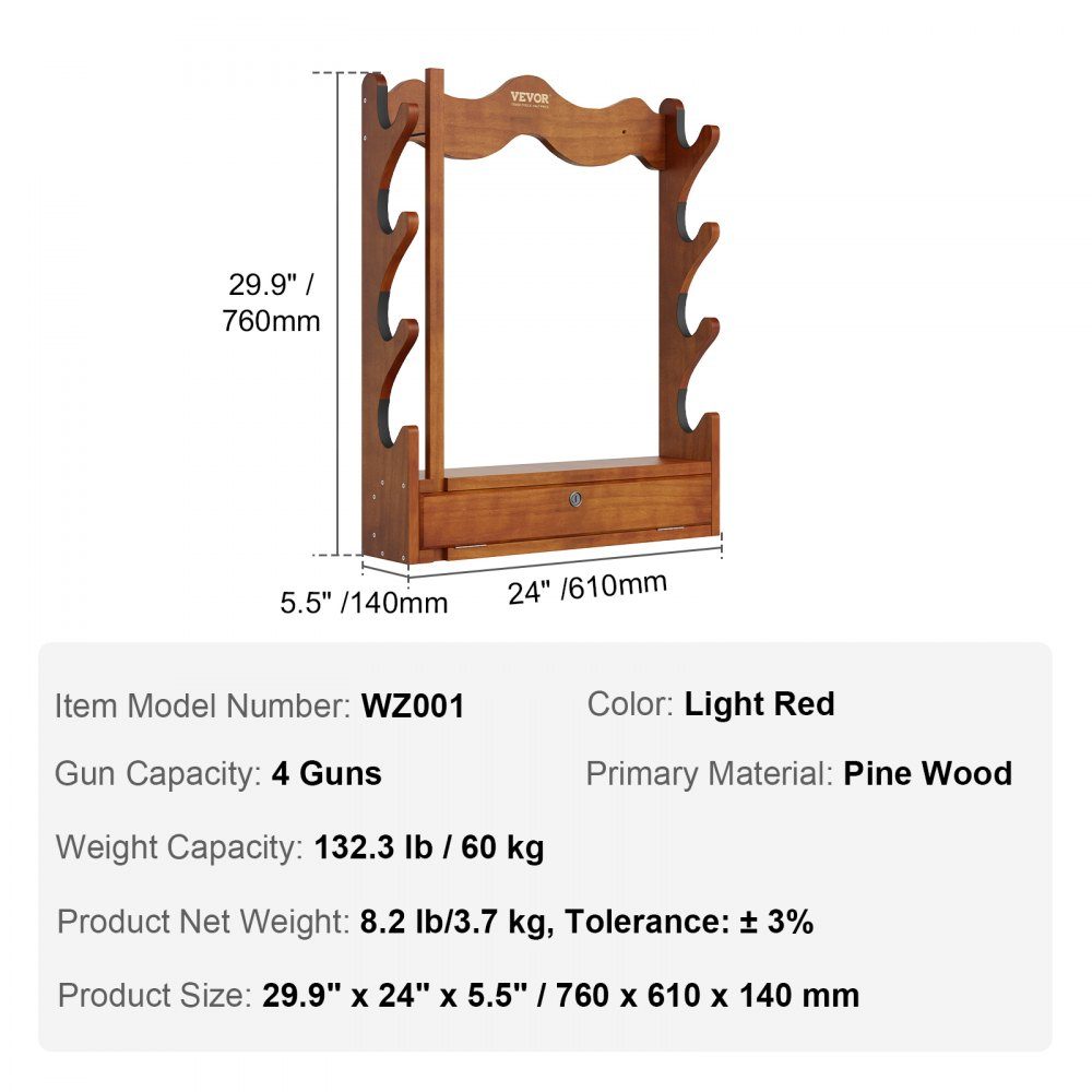 Gun Rack for Gun Storage, 4 Rifles, Gun Holder, Safe Accessories for Rifles and Shotguns, Gun Rack in Gun Cabinet, Shotgun Rifle Rack, Load Capacity 60kg