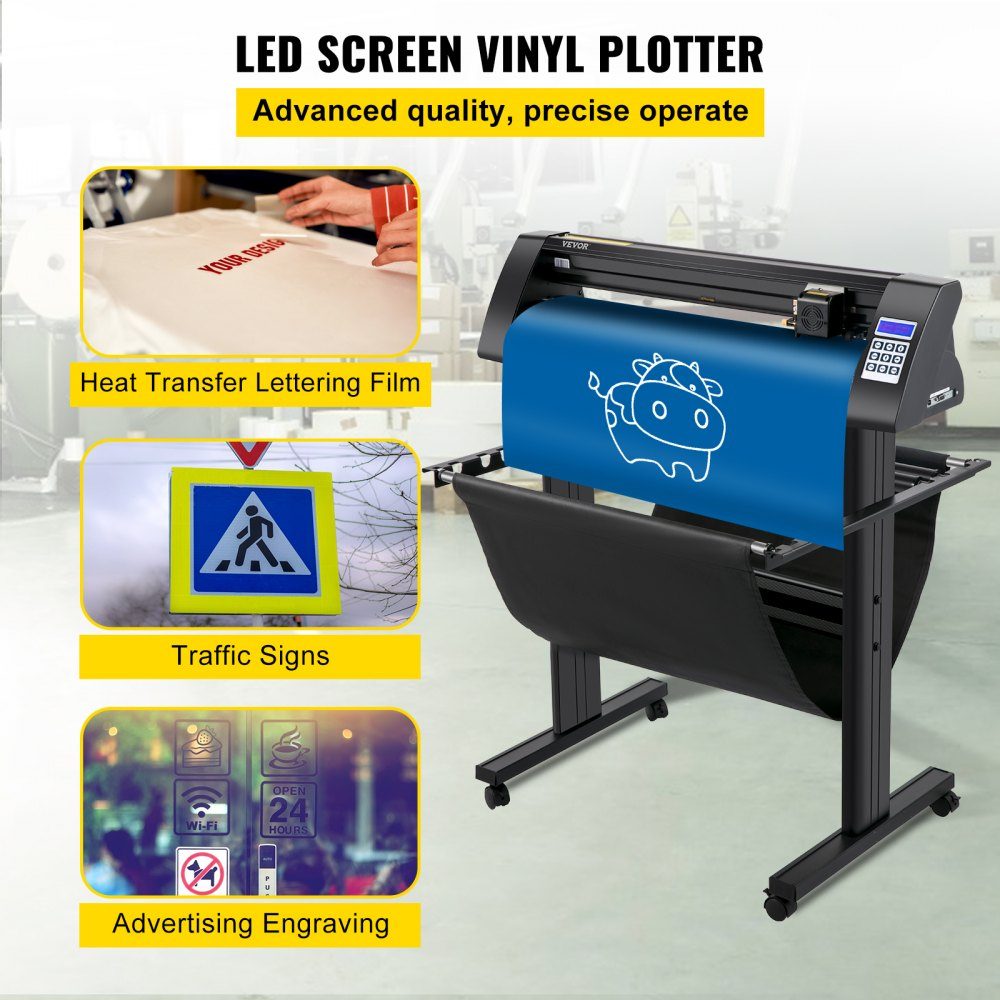 Vinyl-Schneideplotter Max. Papiervorschub 720 mm, Folienplotter-Schnittkraft 500 g, Plotterschneider mit optischem Auge, Signmaster-Software, Schrittmotor, halbautomatischer Plotter mit Ständer