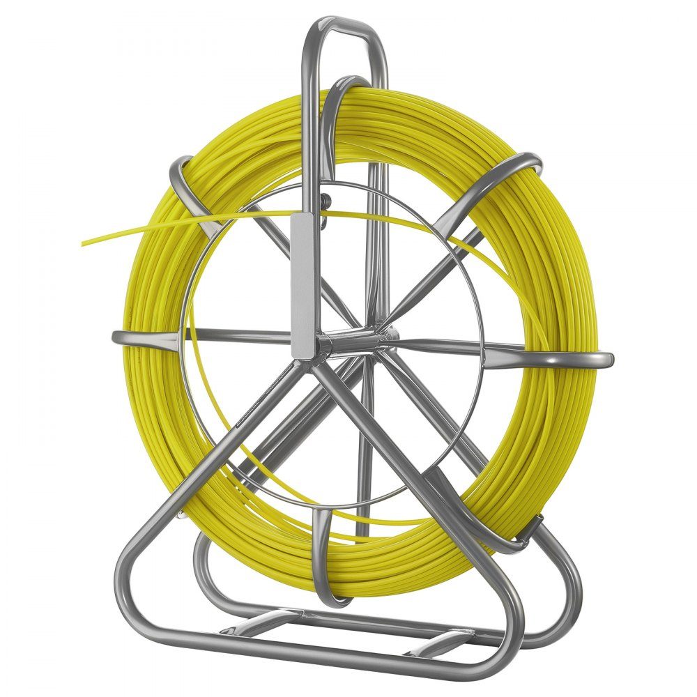 Fiberglas-Kabelrad 100 m Ø6,3 mm Fiberglasstab, Fischband mit Ständer, Kabeleinzugshilfe mit Markierungen, Kabeleinfädler, Kabelzieher für Wände & Elektroinstallationsrohre, nicht leitend