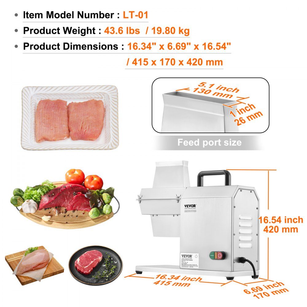 Electric Meat Tenderizer Meat Tenderizer 450W with 54 Stainless Steel Blades Professional Meat Tenderizer Tool 415x170x420mm Atomic Pork Beef Steak Tenderizer Kitchen Tool