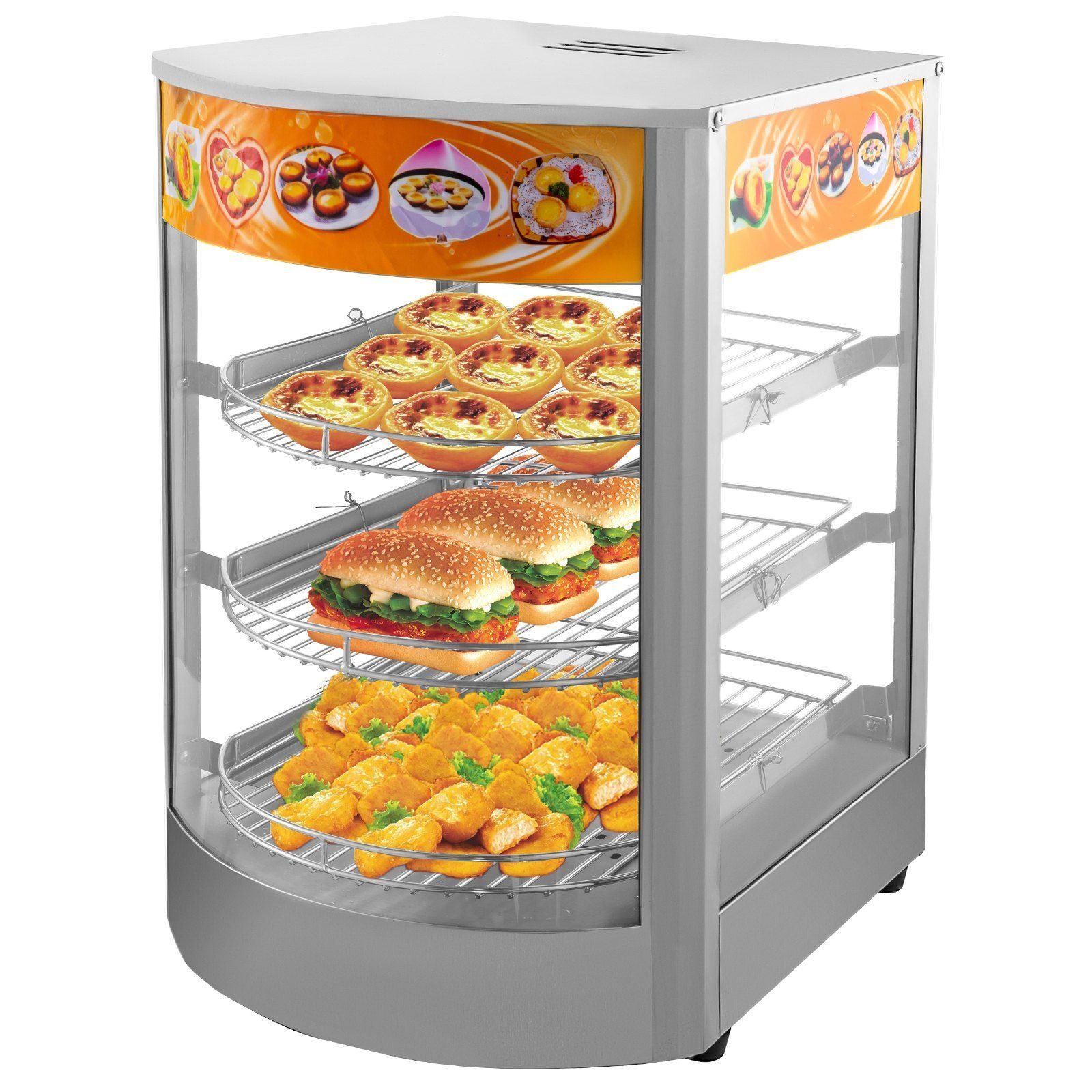 Wärmeschrank, Speisenwärmer 304, 350 x 420 x 520 mm, für Bäckereien, Cafés, Fast-Food-Restaurants usw., elektrisch, gewerblich, aus Edelstahl