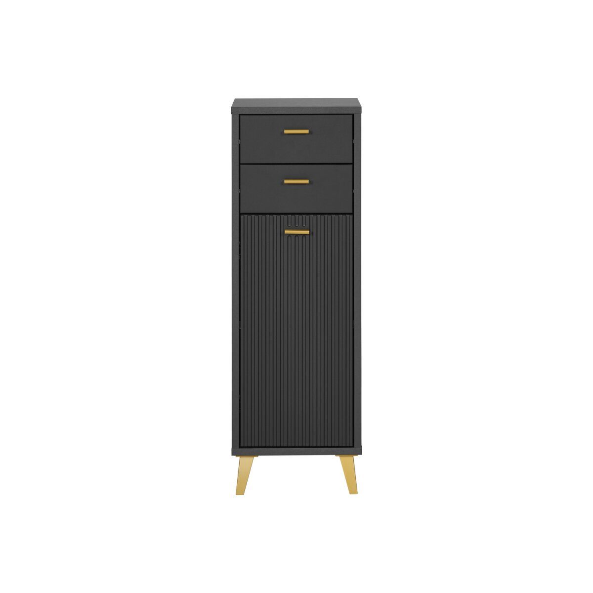 LIVARNO home Bad-Seitenschrank, mit Wellenoptik, schwarz