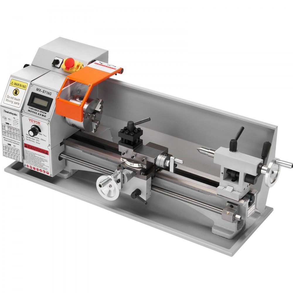 Metalldrehmaschine 17,8 x 40,6 cm Drehmaschine Metall 50–2500 U/min Tischdrehmaschine Tischdrehmaschine 800 W 9 x metrisches (von 0,5 bis 3 mm) 10 x zölliges (von 10 bis 44 TPI) Gewinde MT5 Spindelkegel