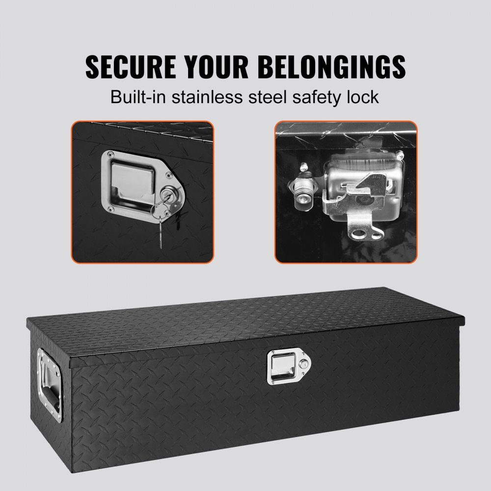990 x 330 x 254mm Truck Bed Tool Box Lockable 83L Truck Box Tool Box Storage Tool Box 39kg Load Tool Box Organizer for RV Car Black