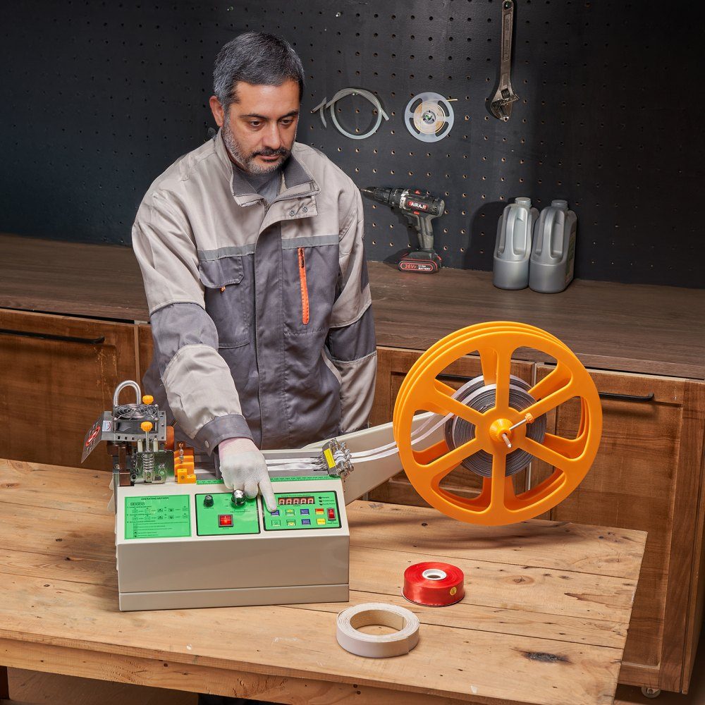 Automatische Gurtschneidemaschine, Heiß- und Kalt-Gurtschneider mit einstellbarer Temperatur und LCD-Display, Reißverschluss-Gurtschneider für Nylongurte, Gummibänder, Schnürsenkel