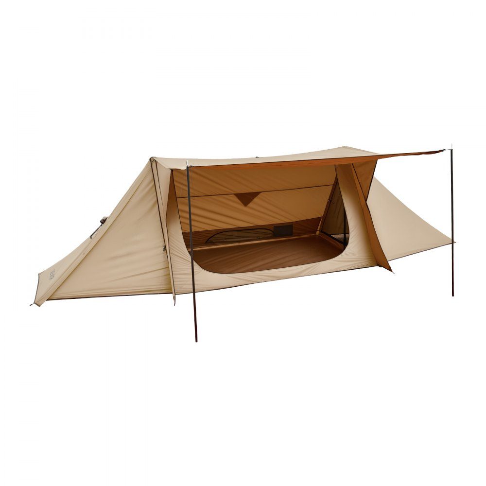 Tente de camping, tente Bushcraft légère avec ouverture de poêle et 2 poteaux de bâche, tentes d'hiver, tentes portables 4 saisons pour 2 personnes pour la randonnée, la pêche, la chasse et la randonnée
