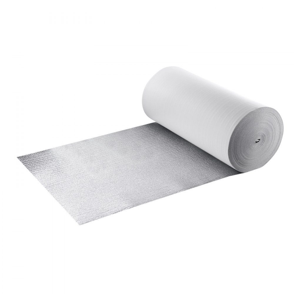 Insulation Film Reflective Film with EPE Foam Core 3mm Insulation Film 122cm x 76.2m Aluminum Foil + PE Film Heat Reflective Protection Thermal Insulation Roll Garage Doors Windows Motorhome Roofs