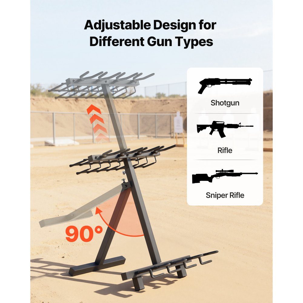 Folding Rifle Stand for 4 Rifles (Shotguns) and 7 Pistols, Freestanding Gun Holder for Gun Storage Made of Carbon Steel, Display Stand for Shooting Ranges, Hunting Ranges