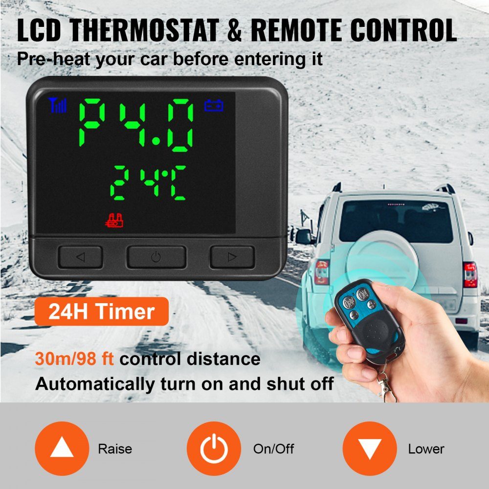 12V 5-8KW Zusatzheizung Diesel-PKW-Kraftstoff, Diesel-Zusatzheizung Luftheizung Luft-Diesel, Luft-Diesel-Heizung für Auto RV LKW Wohnmobil Bus mit Fernbedienung Schwarz LCD-Schalter & 1 Luftauslass