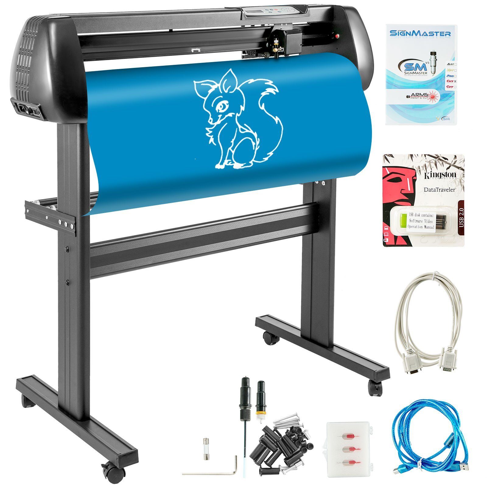 Cutting plotter, plotter machine max. 870 mm paper feed, vinyl, foil plotter vinyl cutting accuracy 0.01 mm, hobby plotter, 3 blades incl.