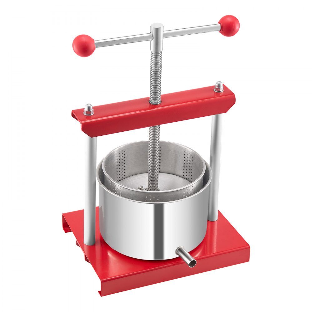 Obstweinpresse Apfelpresse (3L) mit 2 Edelstahlfässern Manueller Entsafter Apfelweinpresse Apfelpresse Traubenpresse Olivenölpresse Handpresse Entsafter mit T-Griff für Küche