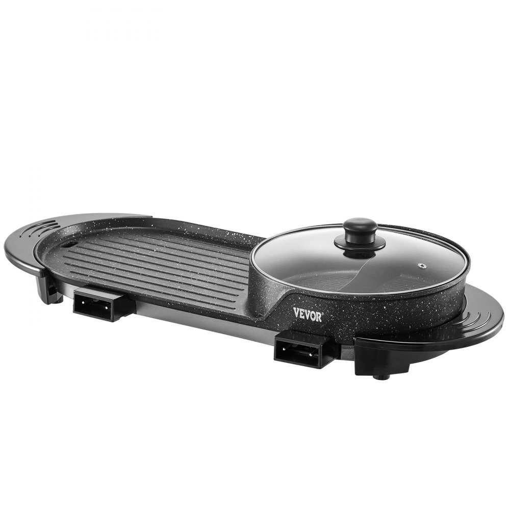Hot Pot with Grill, 2200W 2-in-1 Electric Smokeless Grill and Hot Pot, Korean BBQ Shabu Dutch Oven with Separate Dual Temperature Control and Non-Stick Pans