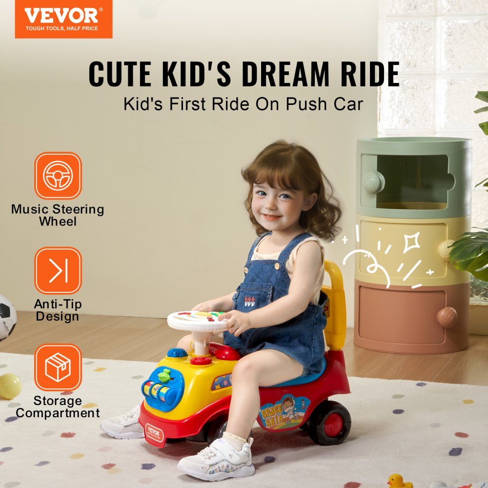 Rutschauto für Kleinkinder im Alter von 1–3 Jahren, Ride Racer, Rutschspielzeug für Kleinkinder zum Sitzen und Stehen, klassisches Rutschauto für Kinder mit Musiklenkrad, Hupe und Stauraum unter dem Sitz, Rutschspielzeug für Jungen und Mädchen