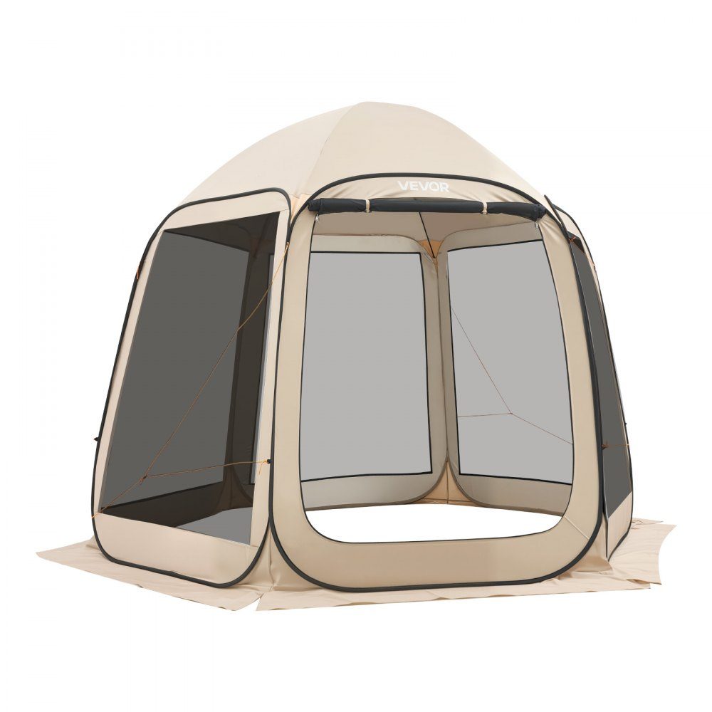Pop-up tent 3304,8 x 280,4 cm, kampeertent voor 4-8 personen, partytent inclusief draagtas, zijwanden van gaas en haringen, voor tuin, terras en buitenactiviteiten, beige