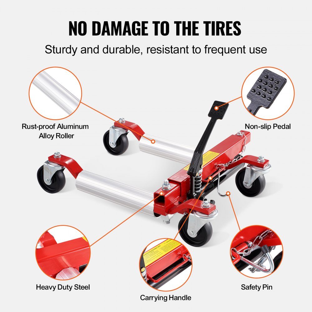 Wheel Car Tire Jack, Max Load Capacity: 680kg, Car Jack with 360° Rotating Wheels, Heavy Duty Hydraulic Car Jack for Vehicle Positioning for Car Repair