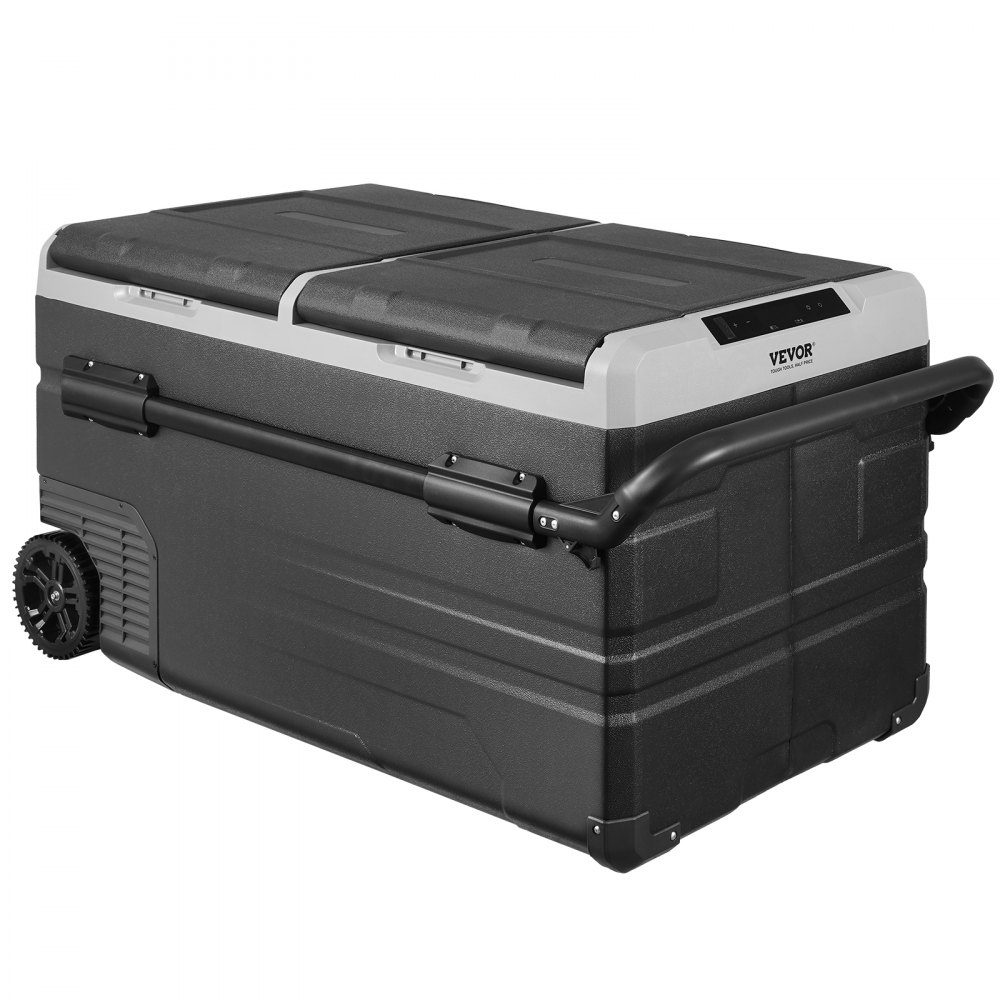 12V Car Fridge, 115L Portable 2 Zone Freezer with Wheels and Handle, -20°C to 20°C, 12/24V DC / 100-240V AC Compressor Cooler for Outdoor Camping Travel